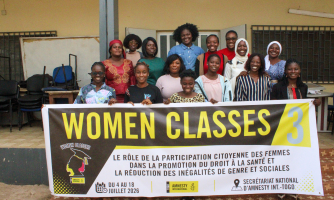 WOMEN CLASSES : AMNESTY INTERNATIONAL TOGO LANCE LES FORMATIONS EN PRESENTIEL POUR RENFORCER LE LEADERSHIP DES JEUNES FEMMES